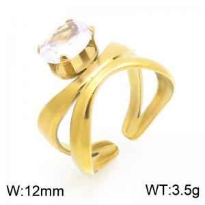 Stainless Steel Stone&Crystal Ring - KR115951-SP