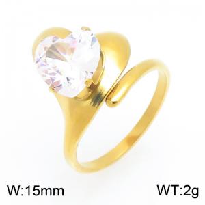 Stainless Steel Stone&Crystal Ring - KR115952-SP