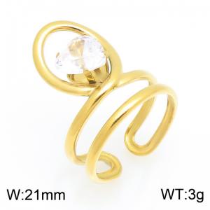 Stainless Steel Stone&Crystal Ring - KR115953-SP