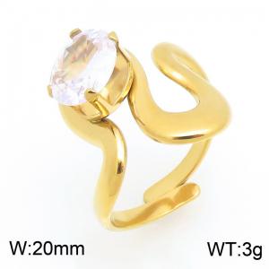 Stainless Steel Stone&Crystal Ring - KR115954-SP
