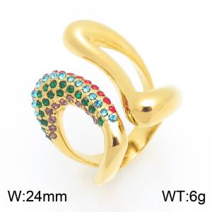 Stainless Steel Stone&Crystal Ring - KR115957-SP