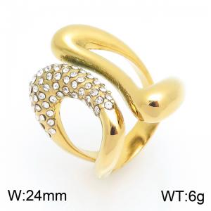 Stainless Steel Stone&Crystal Ring - KR115958-SP