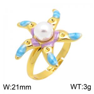 Stainless Steel Gold-plating Ring - KR116275-SP
