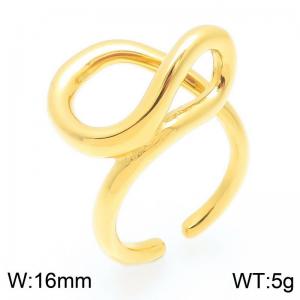 Fashionable and personalized stainless steel creative irregular lines geometric opening adjustable temperament gold ring - KR116373-GC