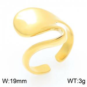 Fashionable and personalized stainless steel creative irregular geometric opening adjustable temperament gold ring - KR116374-GC