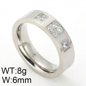 Steel color stainless steel CNC process zircon Stone&Crystal Ring - KR15089-K