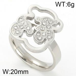 Stainless Steel Stone&Crystal Ring - KR15432-K