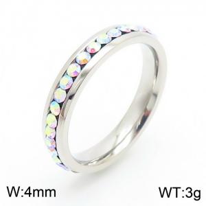 Stainless Steel Stone&Crystal Ring - KR19861-D
