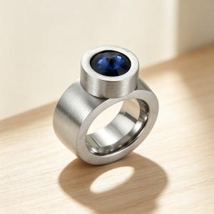 Stainless Steel Stone&Crystal Ring - KR19898-D