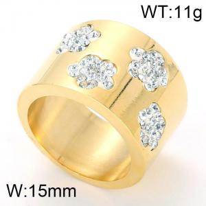 Stainless Steel Stone&Crystal Ring - KR24259-K