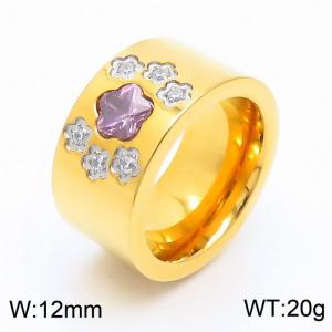 Stainless Steel Stone&Crystal Ring - KR24600-K