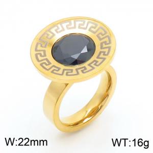 Stainless Steel Stone&Crystal Ring - KR25091-K