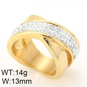 Stainless Steel Stone&Crystal Ring - KR25994-K