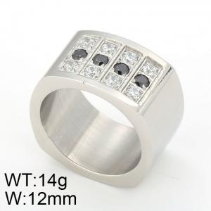 Stainless Steel Stone&Crystal Ring - KR28267-K