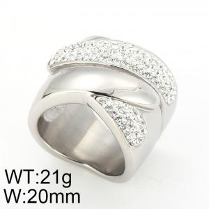 Stainless Steel Stone&Crystal Ring - KR28356-K