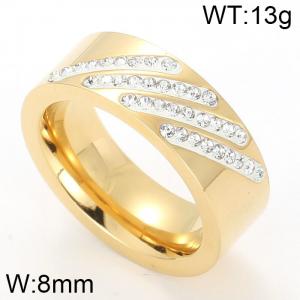 Stainless Steel Stone&Crystal Ring - KR28363-K