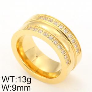 Stainless Steel Stone&Crystal Ring - KR28637-K