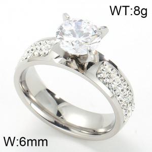 Stainless Steel Stone&Crystal Ring - KR29032-K