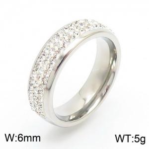 Stainless Steel Stone&Crystal Ring - KR29033-K