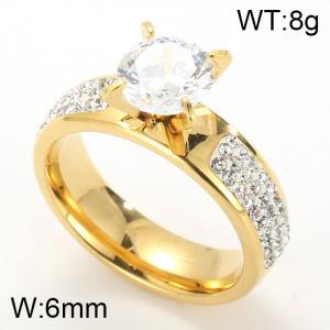 Stainless Steel Stone&Crystal Ring - KR29034-K