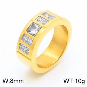 Stainless Steel Stone&Crystal Ring - KR29167-K
