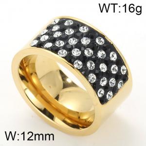 Stainless Steel Stone&Crystal Ring - KR29177-K