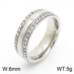 Stainless Steel Stone&Crystal Ring - KR29488-K