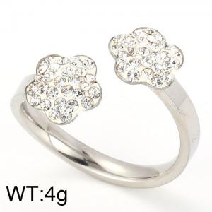 Stainless Steel Stone&Crystal Ring - KR29555-K