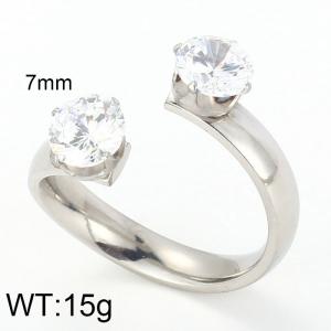 Stainless Steel Stone&Crystal Ring - KR29926-K
