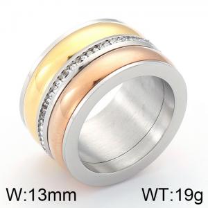 Stainless Steel Stone&Crystal Ring - KR30099-K