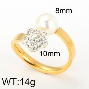 Stainless Steel Stone&Crystal Ring - KR30184-K