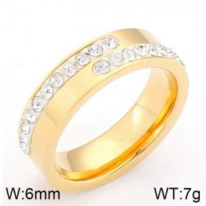 Stainless Steel Stone&Crystal Ring - KR30186-K