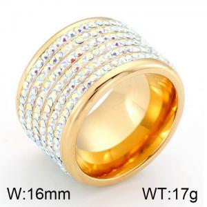 Stainless Steel Stone&Crystal Ring - KR30388-K