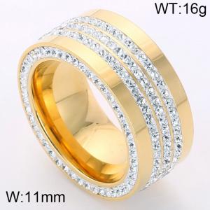 Stainless Steel Stone&Crystal Ring - KR30878-K