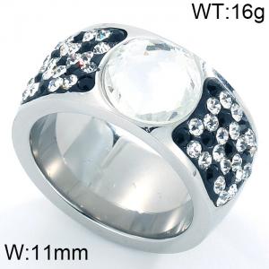 Stainless Steel Stone&Crystal Ring - KR31021-K