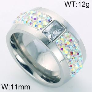 Stainless Steel Stone&Crystal Ring - KR31252-K