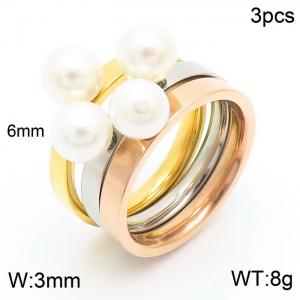 SS Shell Pearl Rings - KR31287-K