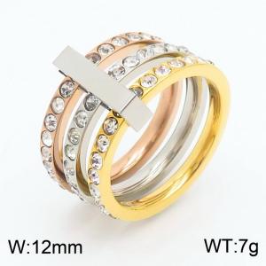 Stainless Steel Stone&Crystal Ring - KR31308-K