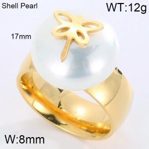 SS Shell Pearl Rings - KR31315-K