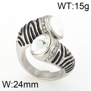 Stainless Steel Stone&Crystal Ring - KR31389-K