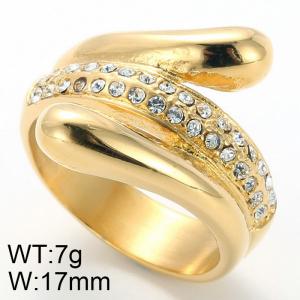 Stainless Steel Stone&Crystal Ring - KR31883-K
