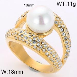 Stainless Steel Stone&Crystal Ring - KR32031-K