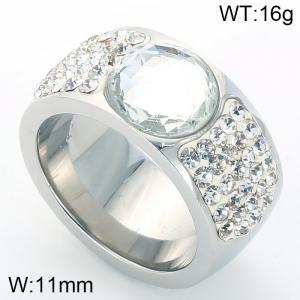 Stainless Steel Stone&Crystal Ring - KR32066-K