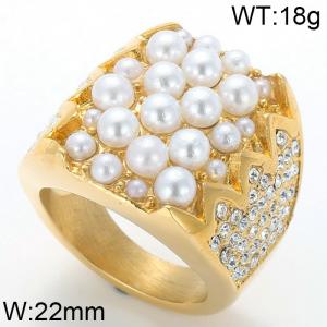 SS Shell Pearl Rings - KR32083-K