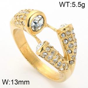 Stainless Steel Stone&Crystal Ring - KR32092-K