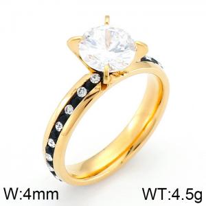 Stainless Steel Stone&Crystal Ring - KR32237-K