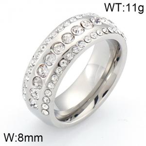 Stainless Steel Stone&Crystal Ring - KR32243-K