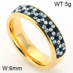 Stainless Steel Stone&Crystal Ring - KR32273-K