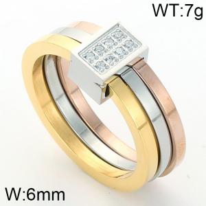 Stainless Steel Stone&Crystal Ring - KR32278-K
