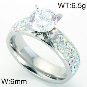 Stainless Steel Stone&Crystal Ring - KR32279-K